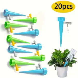 20-piece random color automatic drip irrigation system, suitable for indoor and office plants, gardens and gardening tools, automatic plant irrigation system with control valve switch, adjustable irrigation system.