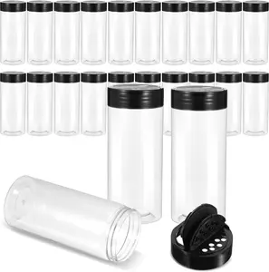 20 Pcs 16 Oz Plastic Spice Jars Containers, Spice Bottles, Clear Reusable Large Empty Seasoning Jars with Shaker Lids for Seasoning Powder Kitchen Storage