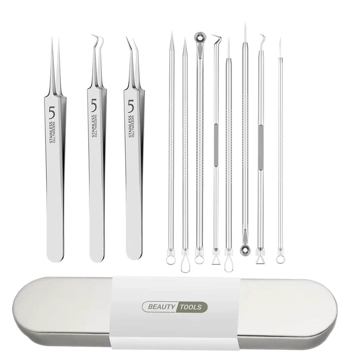 Pimple Popper Tool Kit, 11 PCS Professional Stainless Steel Blackhead Remover  Extractor Tools for Removing Zit on Face - Acne Removal Kit with Metal Case comedone comedone extractor comedo tweezer