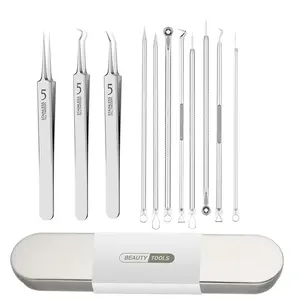 Pimple Popper Tool Kit, 11 PCS Professional Stainless Steel Blackhead Remover  Extractor Tools for Removing Zit on Face - Acne Removal Kit with Metal Case comedone comedone extractor comedo tweezer