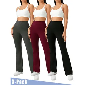 Women’s high-waisted flared pants—comfortable, breathable, soft, highly elastic—ideal for casual spring/summer wear and yoga.