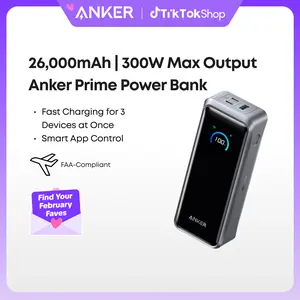Anker Prime Power Bank, 26,250mAh 3-Port Portable Charger with 300W Max Output, Two-Way Charging, TSA-Approved, App Control, for MacBook, iPhone 17/16 Series, and More (Base Not Included)