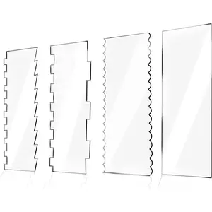 4 count Large Clear  Cake Scraper Set Cakes Smoother Scraper Cake Stripes Edge Contour Comb for DIY Icing Frosting Buttercream Cream Decorating Kitchen Baking Tool Mousse Pastry