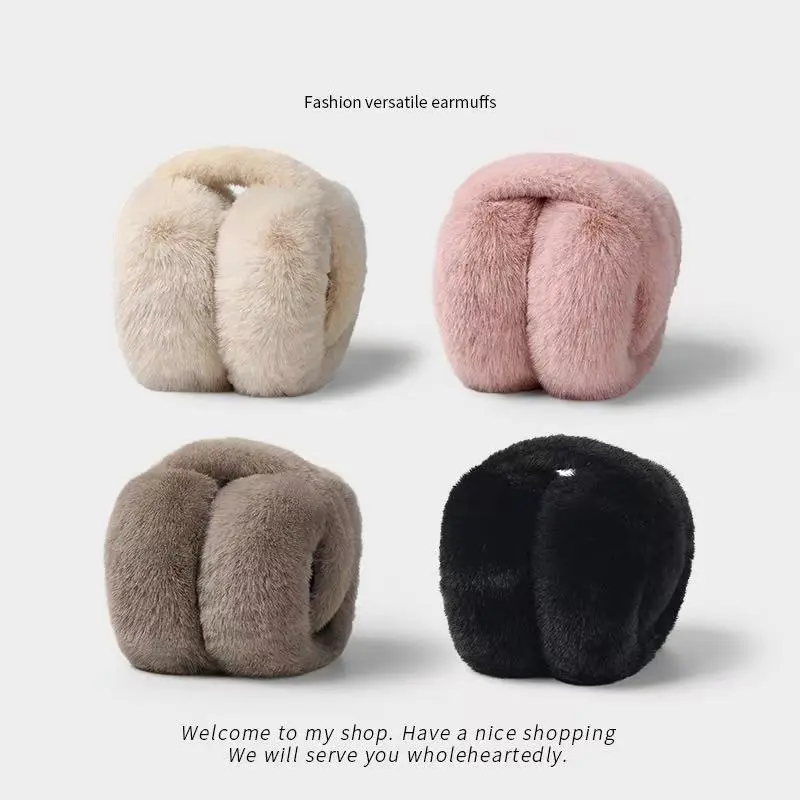 Winter Women's and Girls' Earmuffs Foldable Plush Cold-Weather Outdoor Earmuffs Stylish Plush Earmuffs Soft Faux Fur Earmuffs Cold-Weather Gear Insulated