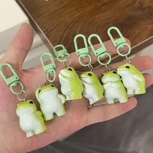 Adorable 3D Frog Keychain - Cute Cartoon-Style Resin & Iron Alloy Bag Charm with Lobster Clasp, Perfect Gift for Couples, Best Friends, and Accessories, Frog Accessories, Backpack Keychain, Keychain For Bags, Keychain Kawaii