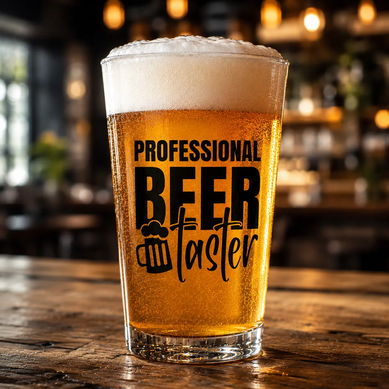 Professional Beer Taster Custom Printed Beer Glass, Personalized Pint Glass, Stemless Wine Glass, Funny Drinking Glass, Custom Name Glass, Personalized Gift Glass, Beer Glass, Wine Tumbler, Graphic Printed Glass Cup