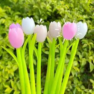 12pcs Tulip Neutral Pens, Color-Changing (blue,pink.purple ), Cute Silicone Student 0.5mm Sign Pen, Water Pen, Decorative
