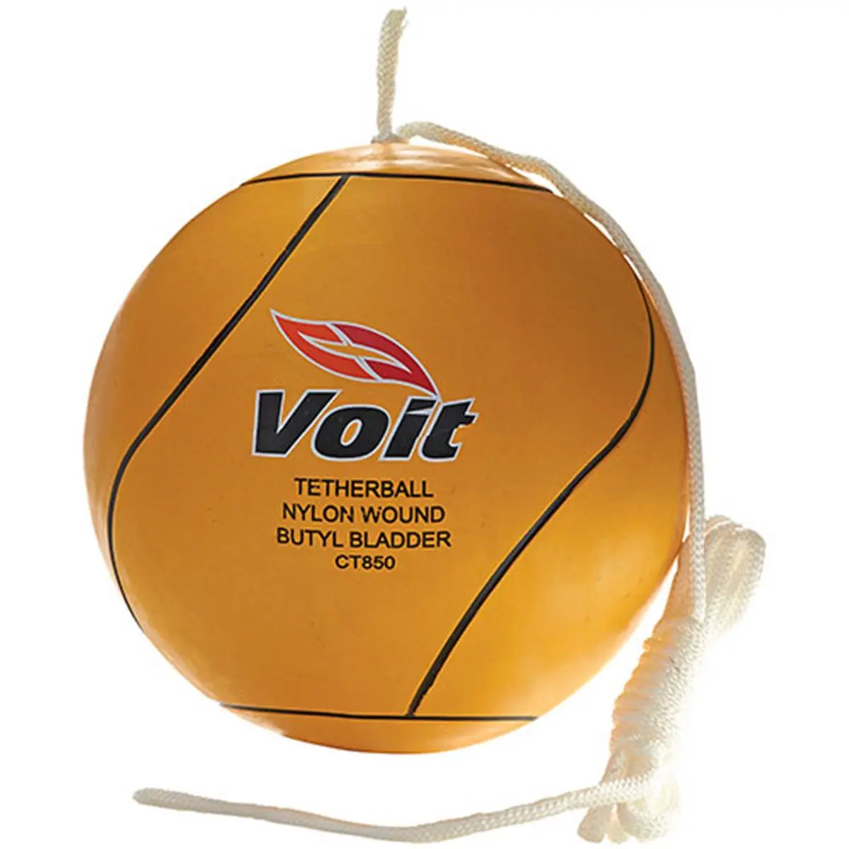Voit Rubber Cover Tetherball Sportsball - Lightweight, with Attached Recessed Rope, Nylon Wound Feature for Sports & Fitness Activities