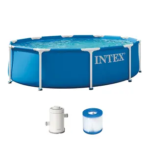 Intex 28201EP 10ft x 30in Metal Frame Above Ground Pool Set w/ Pump & Cartridge