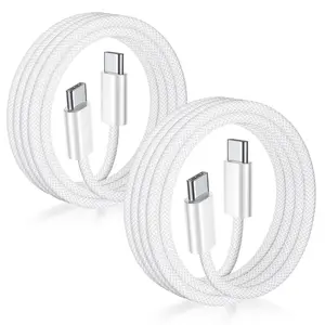 XDXTAP USB-C to USB-C Cable 6FT 2-Pack 60W (3A) Type C Charger Cable, Fast Charging Braided Cord, Compatible with iPhone 17/17 Air/16/15/15 Pro/15 Pro Max/15 Plus, iPad Pro 2020, iPad Air 4, Samsung Galaxy S23