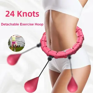 24 Knots Detachable Exercise Hoop, 1 Count 360° Rotation Weighted Fitness Hoop, Waist Trainer, Weighted Hula Circle, Weighted Hula Hoops, Fitness Equipment for Home Gym Workout