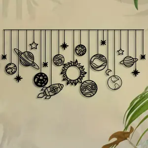 Metal Solar System Wall Art, Modern Laser Cut Space Galaxy Decor, Creative Home Decoration Sculpture, Unique Hanging Wall Decor Gift