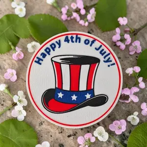 3D-printed Independence Day USA coaster figurine, a casual Independence Day USA coaster figurine, perfect for home decor, holiday decorations, and fun design; suitable for home or office use; Independence Day decorations