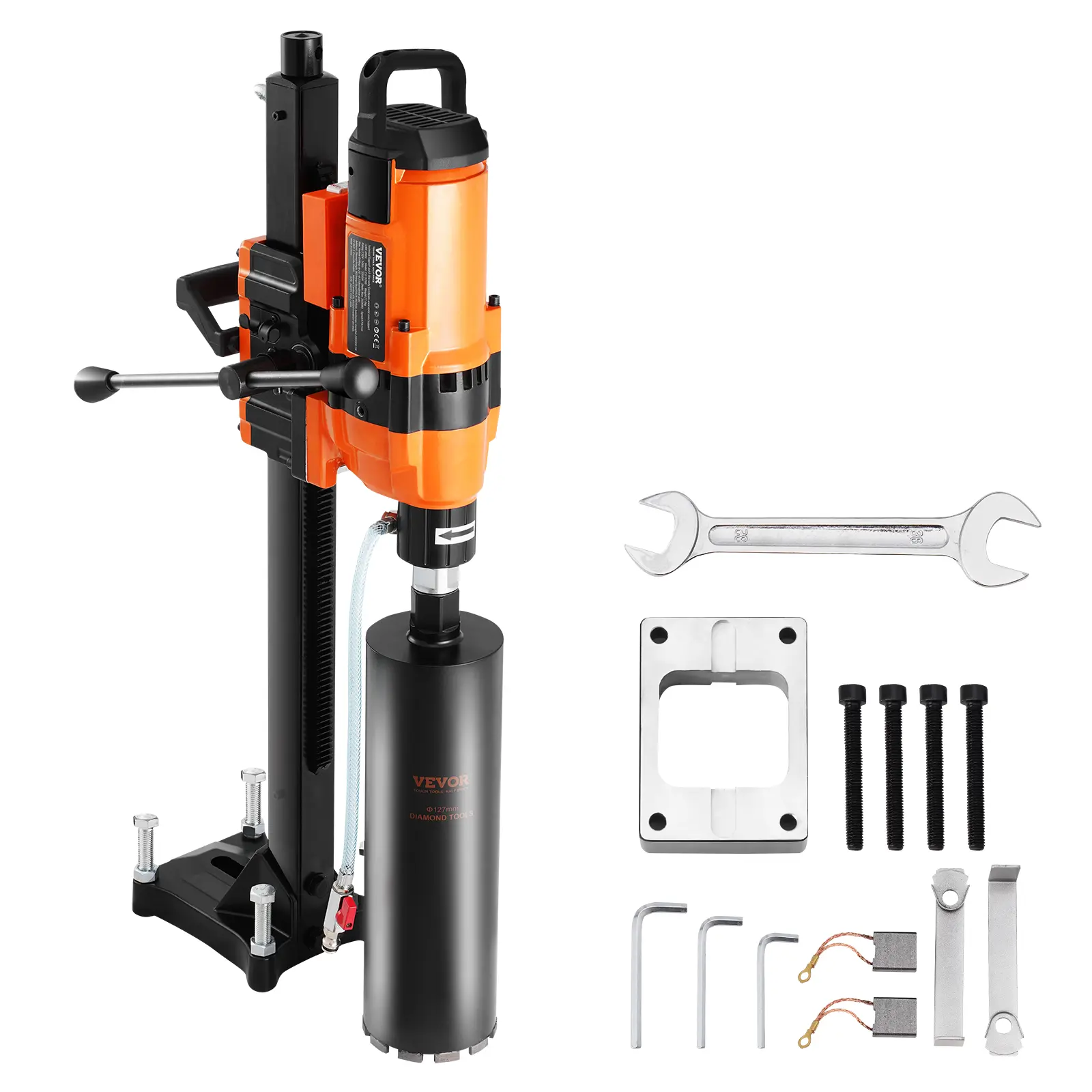 【Summerfinds】VEVOR Core Drill Machine 0.8-11.8in Drilling Diameter Diamond Core Drill Rig with Stand and Core Drill Bit3500W Rugged Concrete Core DrillWet and Dry UseFor ConcreteBrickMarble