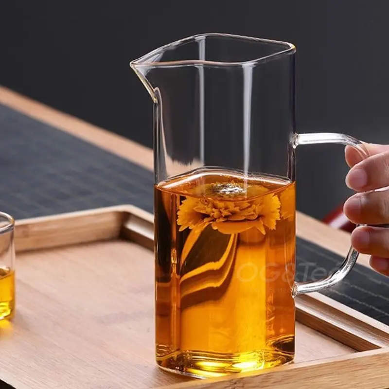 All-in-One Moon Glass Cup Square Crescent Tea Infuser 500ml/17oz | Loose Leaf Tea Strainer