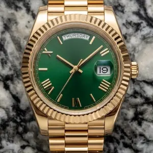 Day Date Luxury Watch with Logo - Stainless Steel Band  - Precision Timepiece for Men