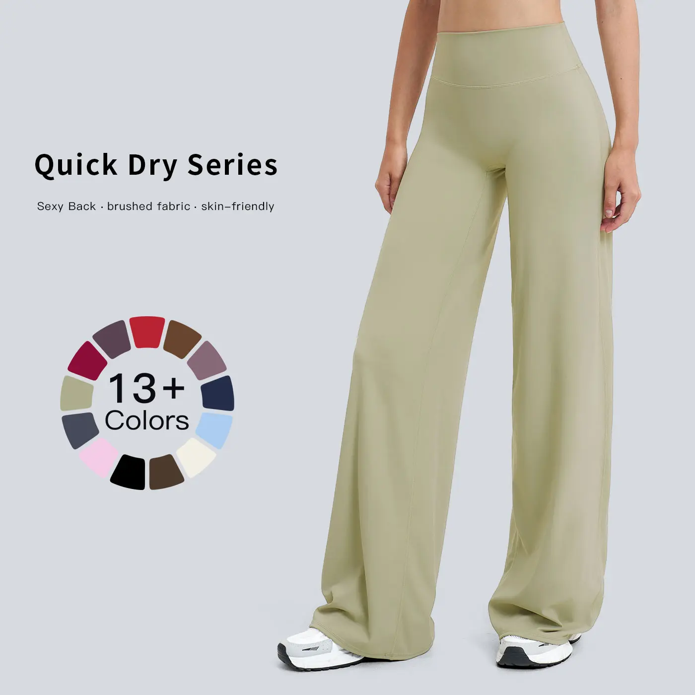 TENWOLF Women's High-Waisted Wide-Leg Sports Pants, Sporty Chic Nylon Athletic Joggers for Outdoor Leisure and Fitness, Athleisure Style Bottoms, Casual Jogging Pants, High Waist Sportswear