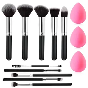 13 Piece Makeup Brush Set with 3 Blending Sponges – Professional Makeup Brushes for Foundation, Powder, Contour, Blush & Eyeshadow, Soft Synthetic Cosmetic Brush Kit for Beginners & Beauty Lovers