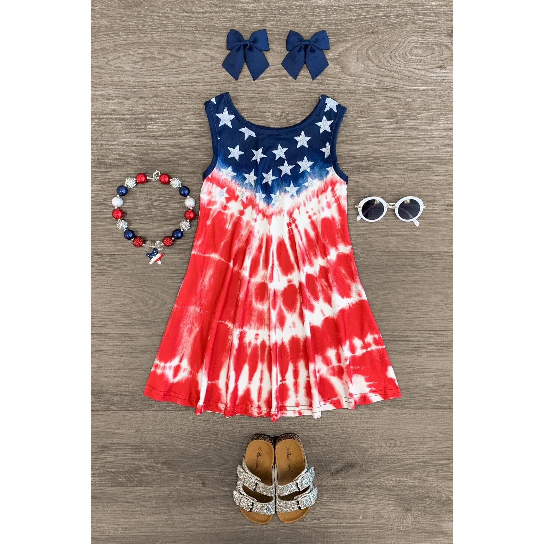 Red White & Blue Tie Dye Tank Dress