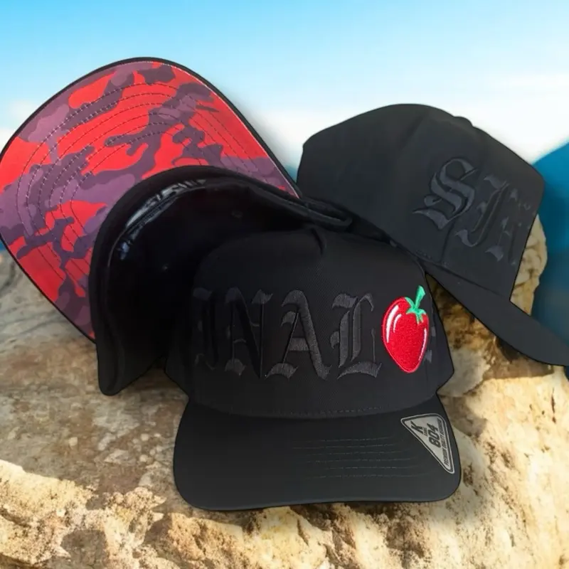 Sinaloa Style Embroidered Snapback Cap - Logo-Element Black Design Embroidered Headwear Fashion Accessory, Hats, Unisex