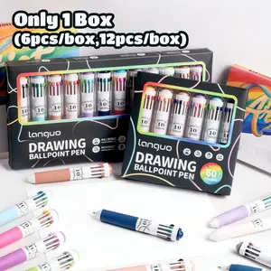 6/12 Pack 10-in-1 Multicolor Ballpoint Pen Set, 0.8mm Tip Retractable Colored Pens for Drawing and Writing, School Office Art Supplies