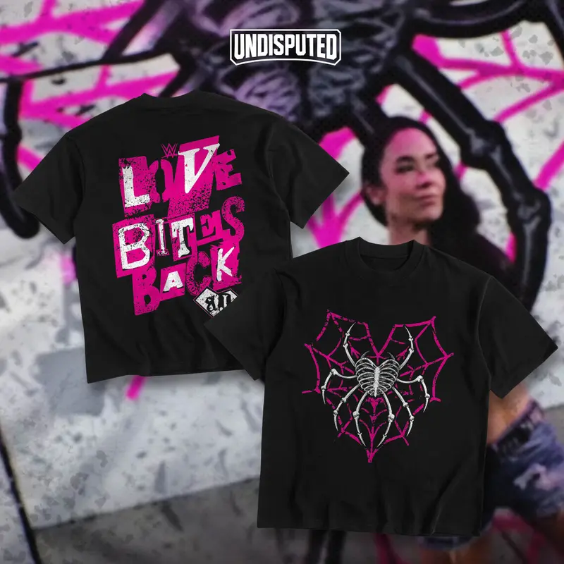 UNDISPUTED AJ Lee Love Bites Back Heavy Cotton WWE Double Sides Unisex T-shirt For Wrestling Fan AJ Mendez Return Apparel Menswear Womenswear Gift For Fans DTG Breathable Printing Classic Soft