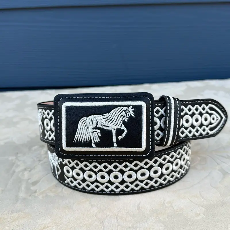 Mens belts hilo de ceda negro con blanco