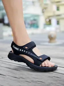 Men's Breathable Open-Toe Sandals, Hook Loop Closure, Non-Slip Durable Eva Sole, Waterproof Beach Casual Shoes, Anti Slip Sandals, Non Slip Slides, Casual Outdoor Sandals