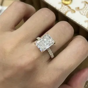 【5CT】9K Gold Radiant Cut Lab-Grown Diamond Ring 5.05ct + 0.757ct/LF5246