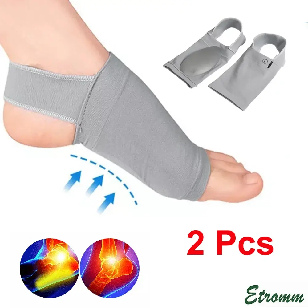 2pcs Compression Arch Support Plantar Fasciitis Gel Pad Brace Sleeve Ankle Foot Wrap tiktokshopbacktoschool,back to school,back to school haul