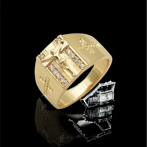 CEJEWELRY Jesus Christ Adjustable New Style Ring with High-Class CZ Stones Gold Plated in clear box Wedding Bands
