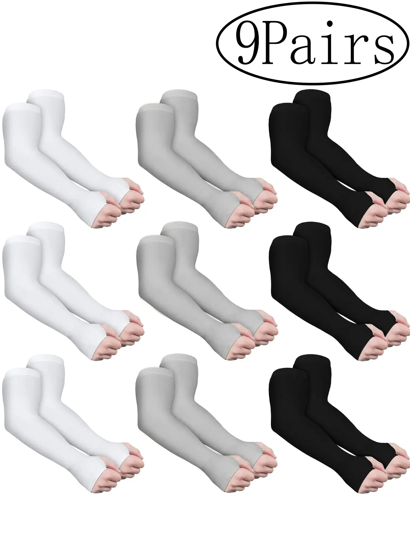 9 Pairs Cooling Arm Sleeves, Cooling Protective Sleeves, UV Protection Ice Arm Covers for Cycling, Driving & Outdoor Sports, Unisex Multi-Color Options