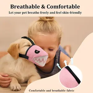 Shark Cartoon Dog Nose Cone for Bite, Barking, and Ingestion Prevention with Breathable Adjustment - Portable Pet Mask for Outdoor Use
