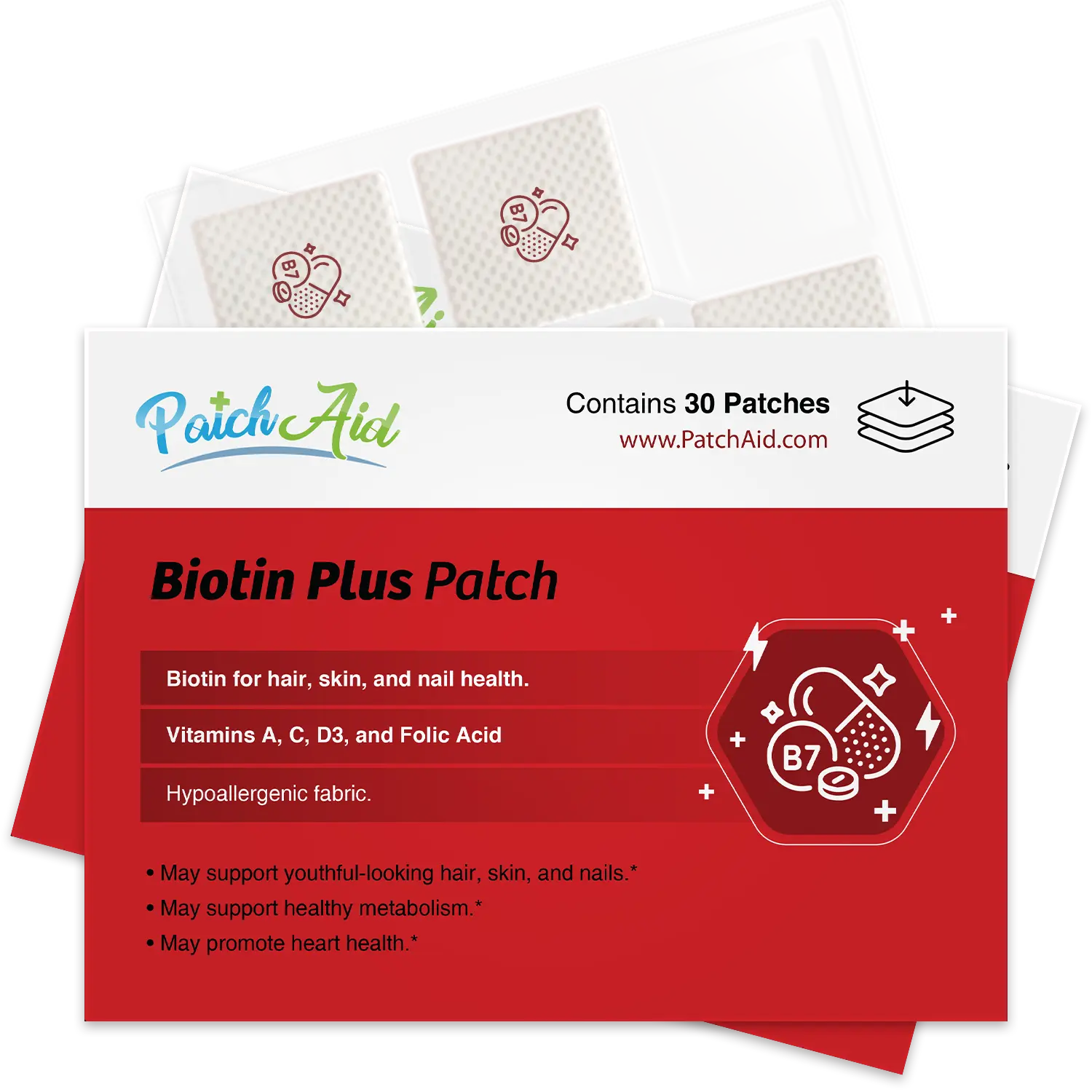 Biotin Plus Vitamin Patch for Hair, Skin, and Nails by PatchAid