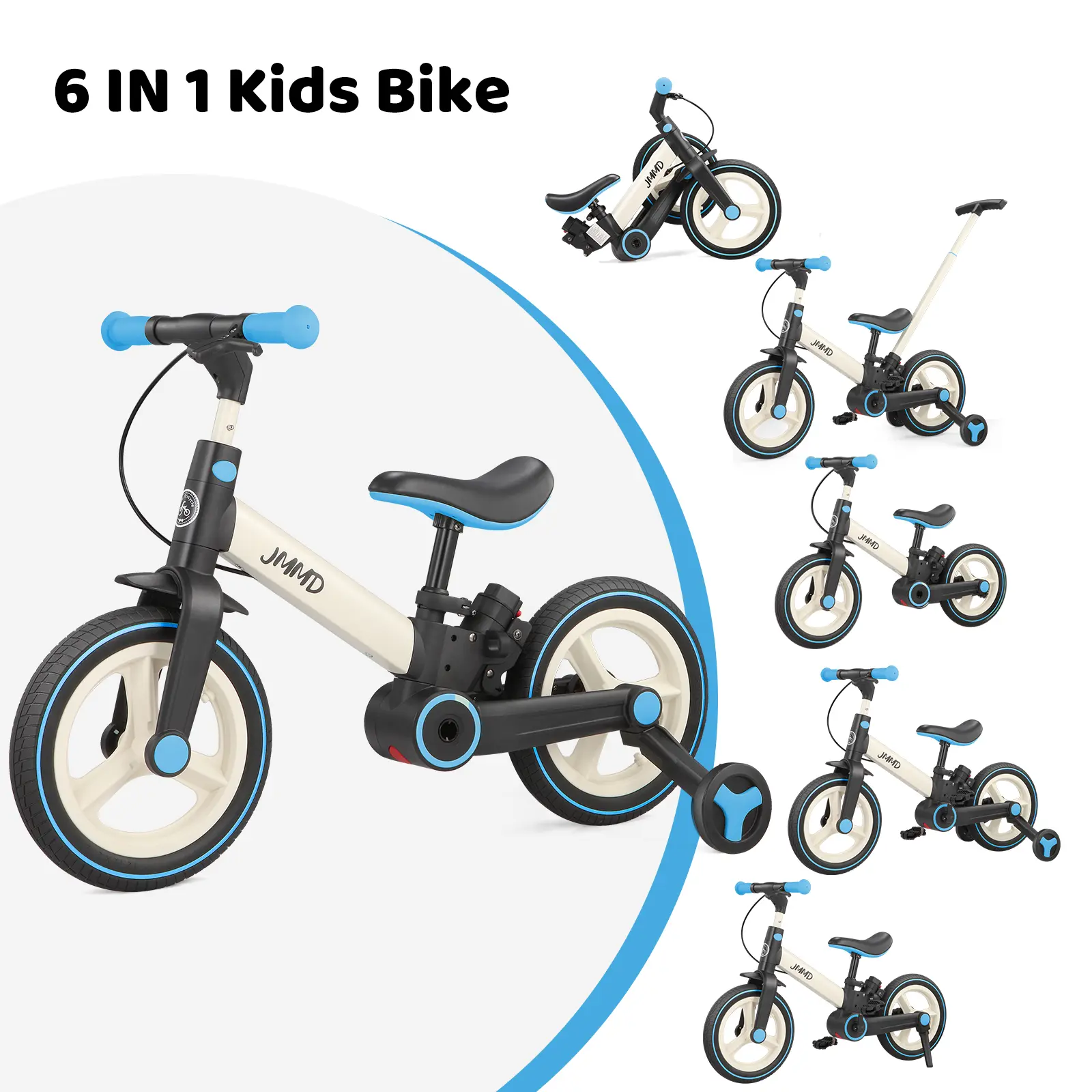 JMMD Durable 6-in-1 Multi-Functional Toddler Bike for 18-60M Babies, Unisex  Kids Outdoor Toy with Training Wheels, Pedals, Push Handle, Brakes &  Kickstand Feature, Christmas & First Birthday Gift, Toys For Kids -