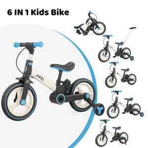 【ChristmasGifts】JMMD Multi-Functional 6-in-1 Toddler Bike for 18-60M Baby Balance Bike with Training Wheels, Pedals & Push Handle | Ride-On Toy with Brakes & Kickstand | First Birthday Gift for Boys & Girls one kid