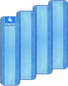 Wlich 4-Pack Microfiber Cleaning Pads, 18-Inch Microfiber Mop Pads Compatible with Bona Mop, Washable and Reusable Mop Pad Refills for Hardwood Tile Laminate Floors wlich