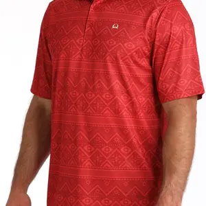 Arena Flex Polo Red Aztec - Men's Red Polo Shirt with Aztec Pattern Design