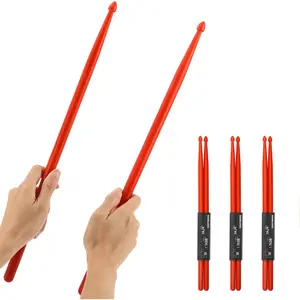 3 Pairs Nylon Drumsticks 5A Drum Sticks with Anti-slip Handles for  Adults Beginners Practice, Cardio Drumming (Red)