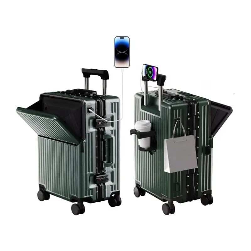 Zipperless Luggage, Polycarbonate Aluminum Hard Shell, Expandable Carry-On Suitcase with Spinner Wheels, Hard Shell Suitcase, 20 Inch Cabin
