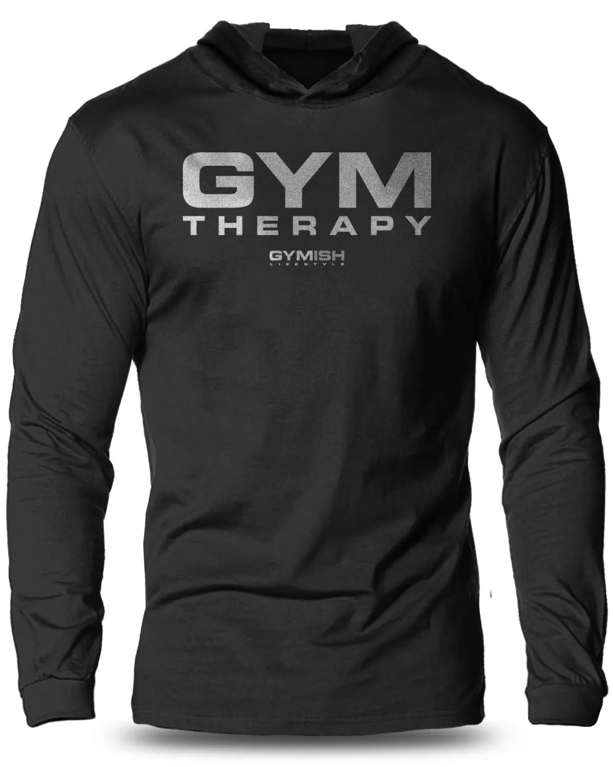 055. Gym Therapy Lightweight Workout Long Sleeve Hooded Gym T-shirt for Men Cotton Menswear