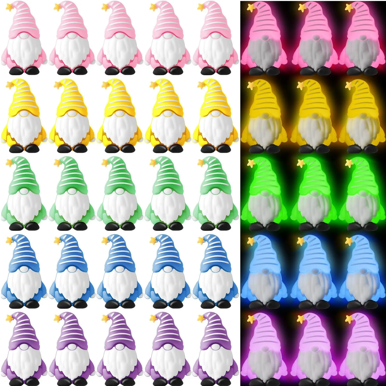 Luminous Mini Gnome Figures Tiny Gnome Glow in The Dark Miniature Gnome Statues 3D Gnome Ornaments Gift for Office Coworkers Friends Family To Hide And Seek, Desktop Decorations For Car Office Home Garden, Birthday Graduation Party Favors
