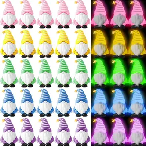 Easter Luminous Mini Gnome Figures 25/50pcs Tiny Gnome Glow in The Dark Miniature Gnome Statues 3D Gnome Ornaments Desktop Decor for Easter Holiday Seasonal Birthday Party, Classroom Gift Exchange for Students Perfect for Easter egg stuffers