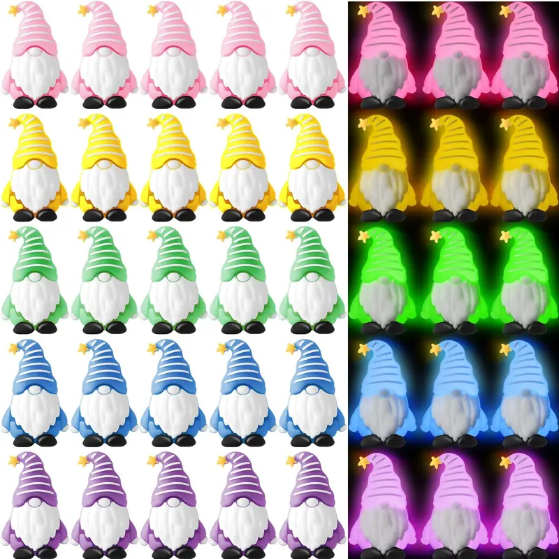Luminous Mini Gnome Figurine Set, Hide & Seek Glow Violet Light 3D Ornaments, Cute Gnome Surprises for Office Coworkers, Desktop Home Decor Statues, Birthday Party Favors