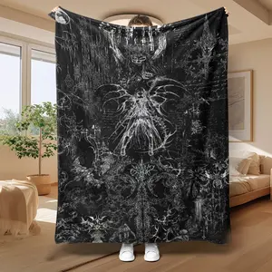 Gothic Dark Art Flannel Blanket, Soft Skin-Friendly Lightweight Warmth, Easy Storage for Bedroom Sofa Office Travel Use