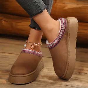 Women's Slippers with Faux Leather Suede Cotton Durable and Light Shoes Slip On for Women  Indoor Outdoor Comfy Fleece Lined Short Boot