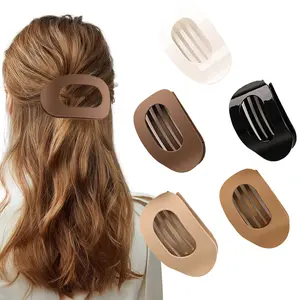 Solid Color Hair Clip, 5pcs Oval Acrylic Hair Clips Set for Women, No Trace Flat Large Hair Clip,Strong Hold Claw Clips for Thick or ThinHair l Elegant, No-Crease,Daily & Party Styling Accessories