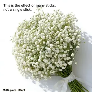 6 Pcs Elegant Real-Touch Artificial White Baby's Breath Bouquets, Pure White Maintenance-Free Faux Flowers for Home Office Wedding Easter Mother's Day Valentine's Day Decor, Outdoor Garden Centerpieces Bridal Shower Arrangements, Wedding Floral Supplies