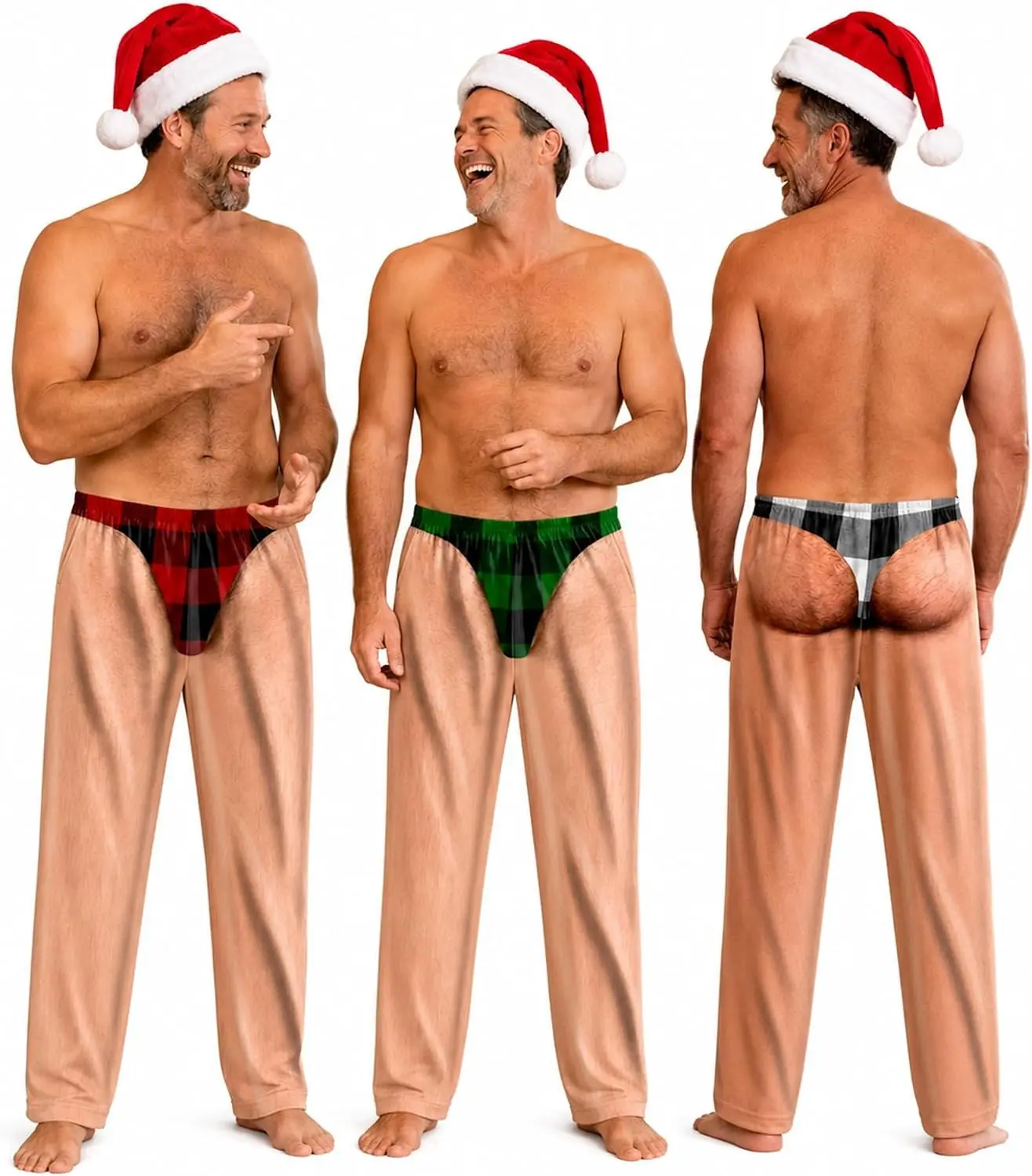 Christmas Themed Funny Ugly Pajamas Pants in Red Green White Colors Available in Sizes S to XXXL Perfect for Festive Occasions