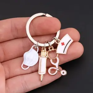 Nurse/doctor Themed Mouth Mask Keychain, Zinc Alloy Spring Lock, Detachable Key Ring, Funny Unique Gift for Women, Nurse Scrubs Charm, Nursing Keychain Charms, Fashionable Alloy Keychain